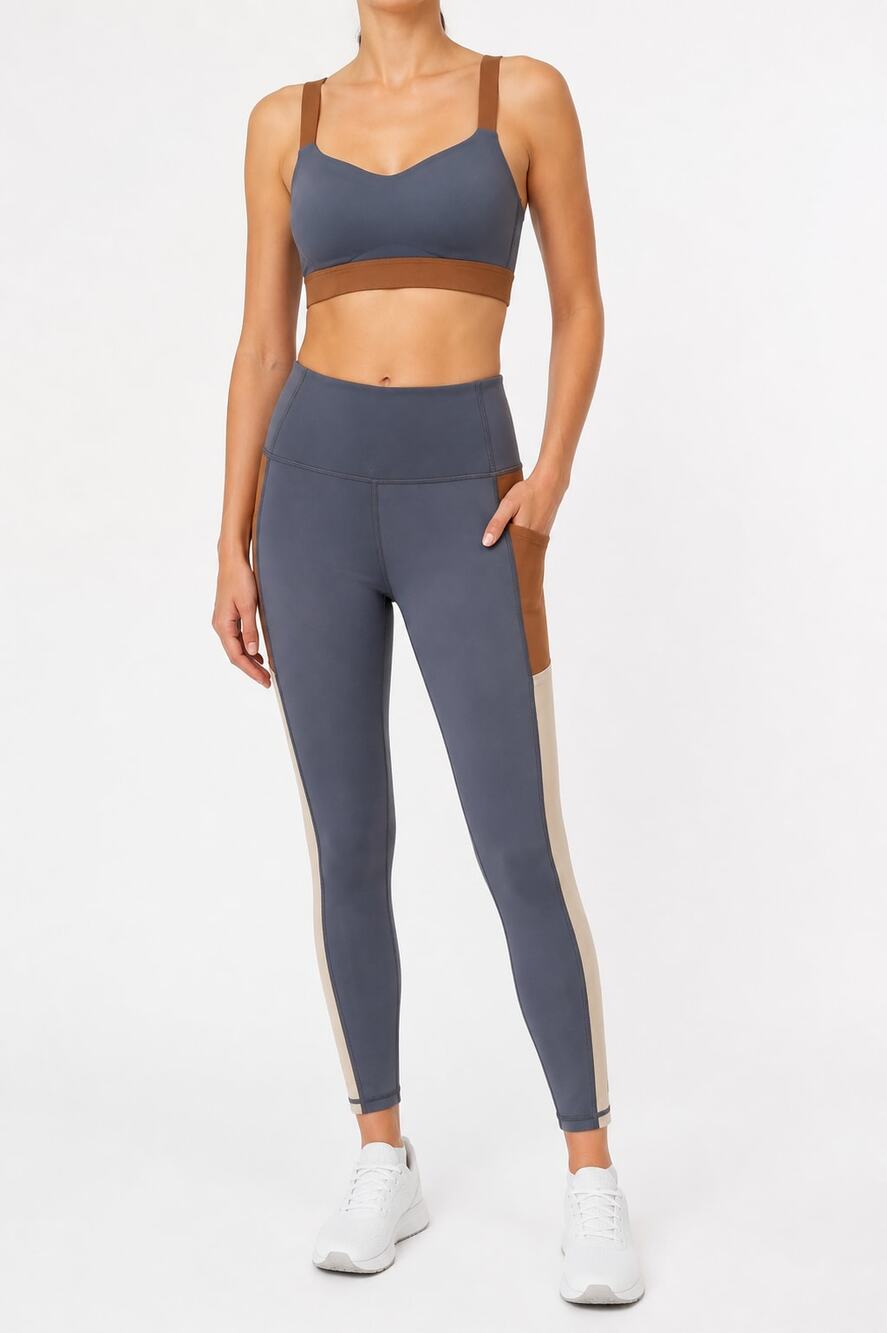 ThirdLove Kinetic Colorblock 2-Piece Set: Sports Bra 34B & Leggings Medium Gym